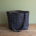 Hand-Quilted Nautical Tote Bag – Navy Anchor Print | Beach Bag Handmade Gift, 12"x6"x12"