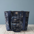 Hand quilted Navy Blue Map Tote Bag
