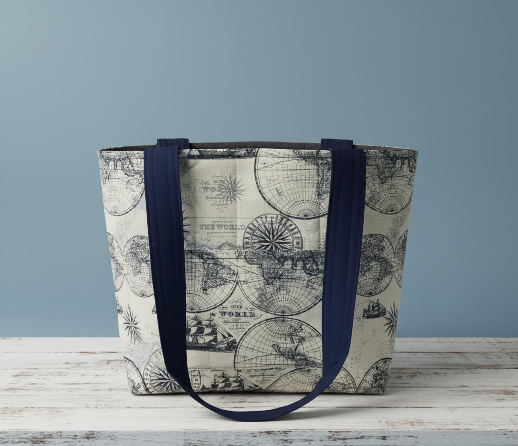 Handcrafted Tote Bag - The World Print