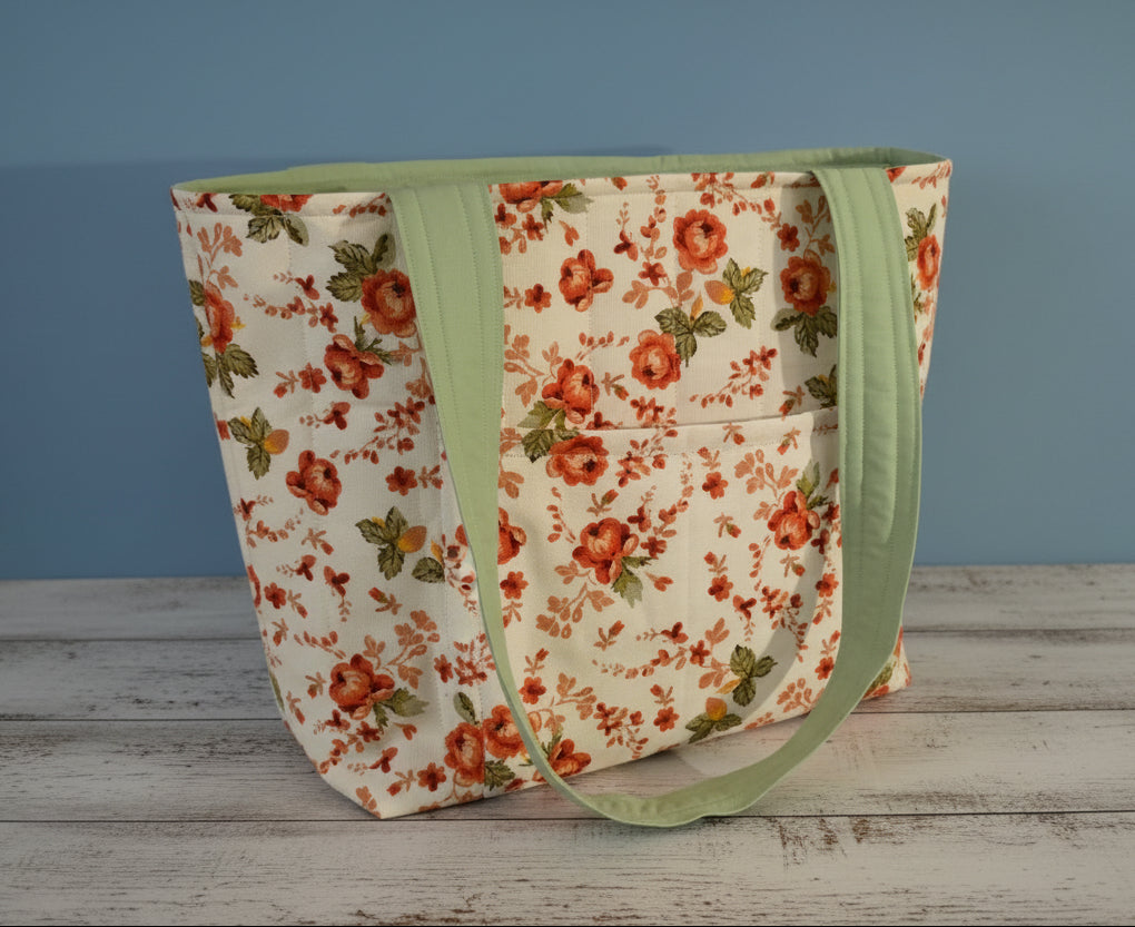 Handmade Quilted tote Bag - Hibiscus Floral Print