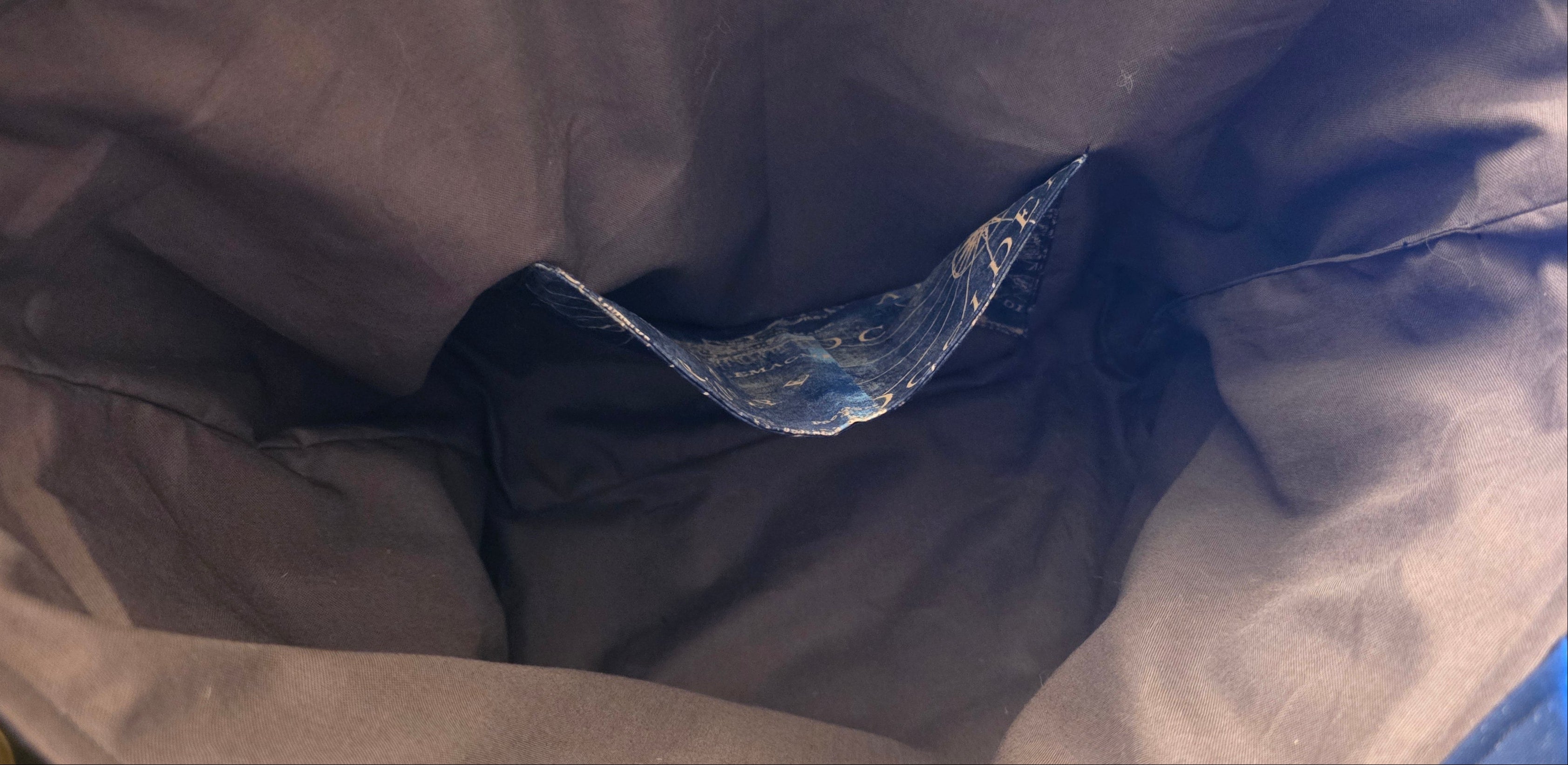 Hand quilted Navy Blue Map Tote Bag