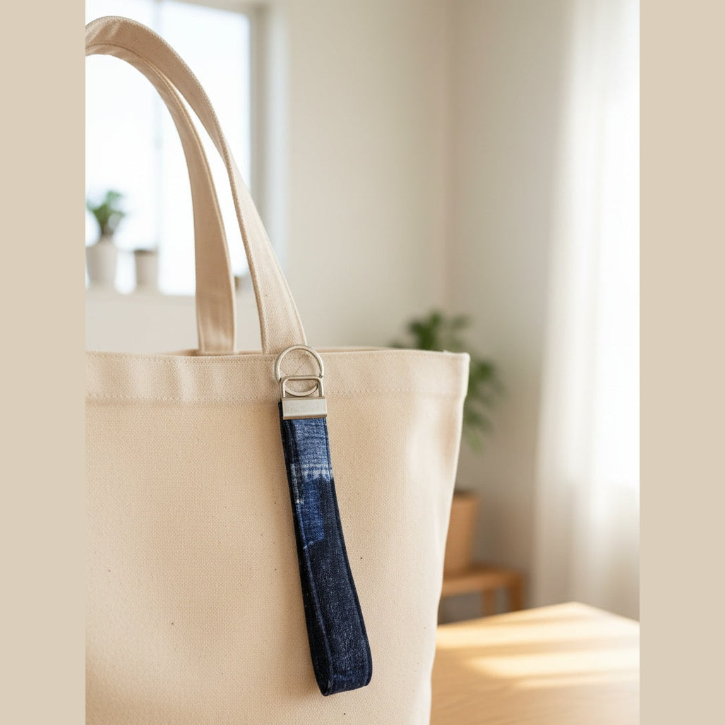 Navy Denim Wristlet Strap