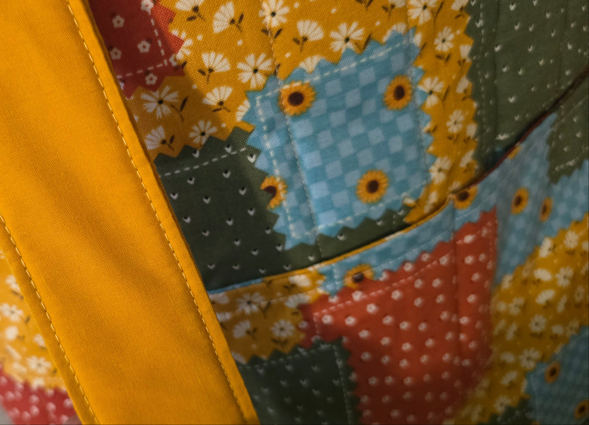 Hand-Quilted Patchwork Tote Bag