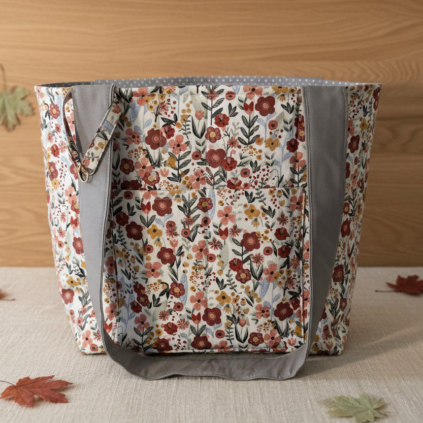 Hand-Quilted Field of Flowers Tote Bag