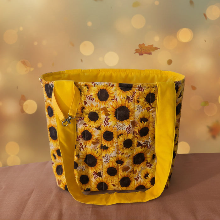 Hand-Quilted Sunflower Tote Bag