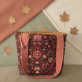 Hand-Quilted Maroon Floral Tote Bag