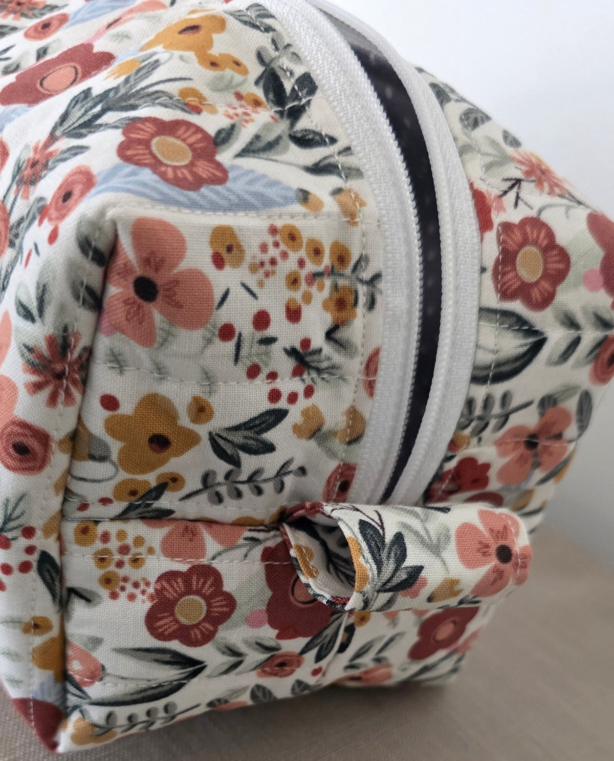 Hand-Quilted Fields of Flowers Makeup Bag