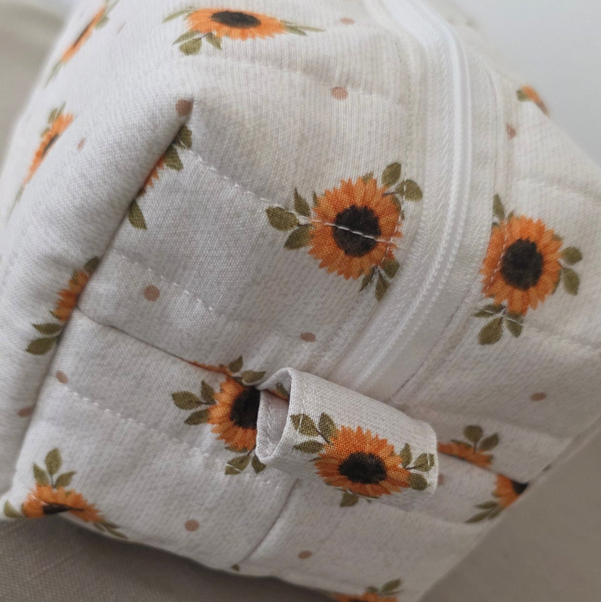 Hand-Quilted Tiny Sunflower Makeup Bag