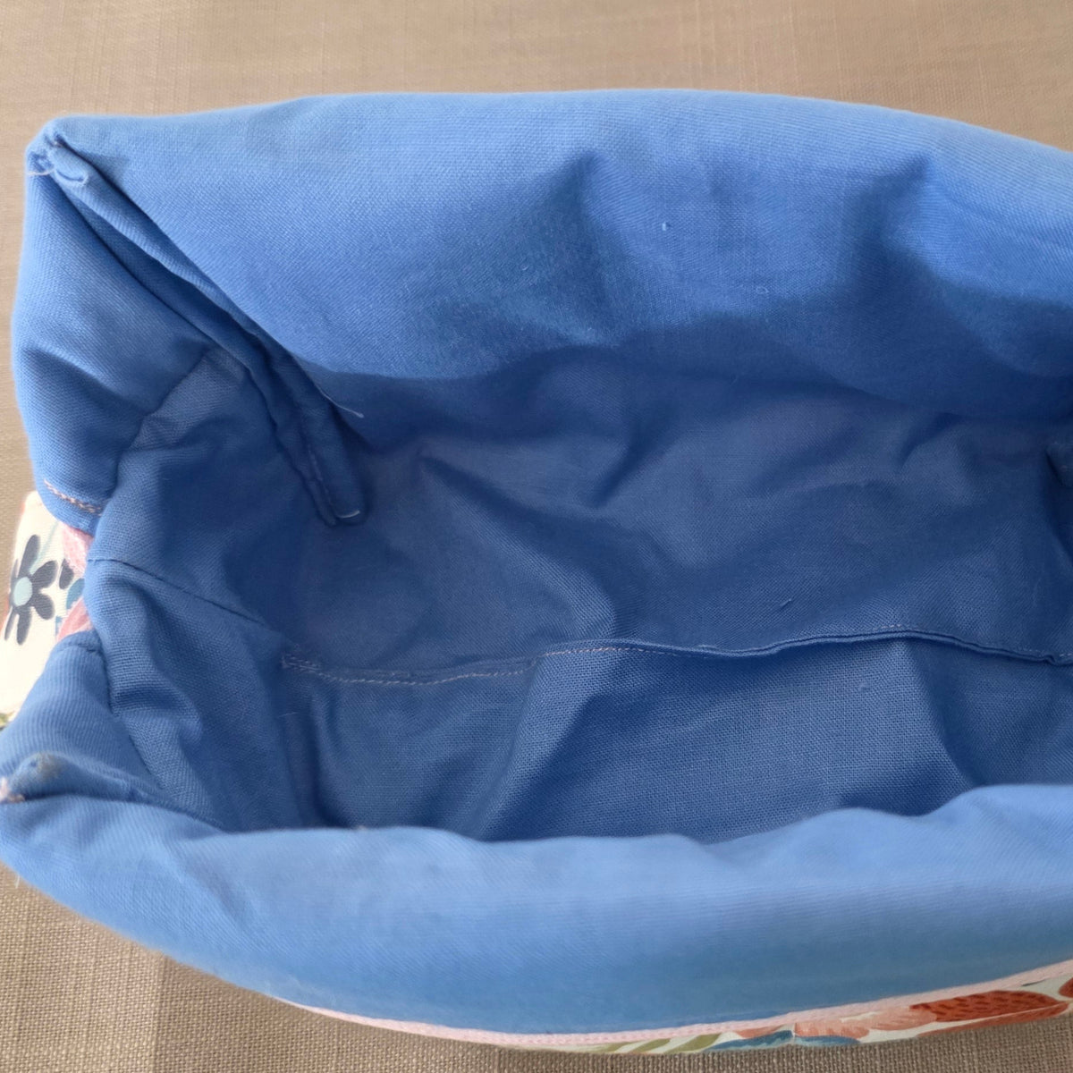 Hand-Quilted Vibrant Floral Makeup Bag