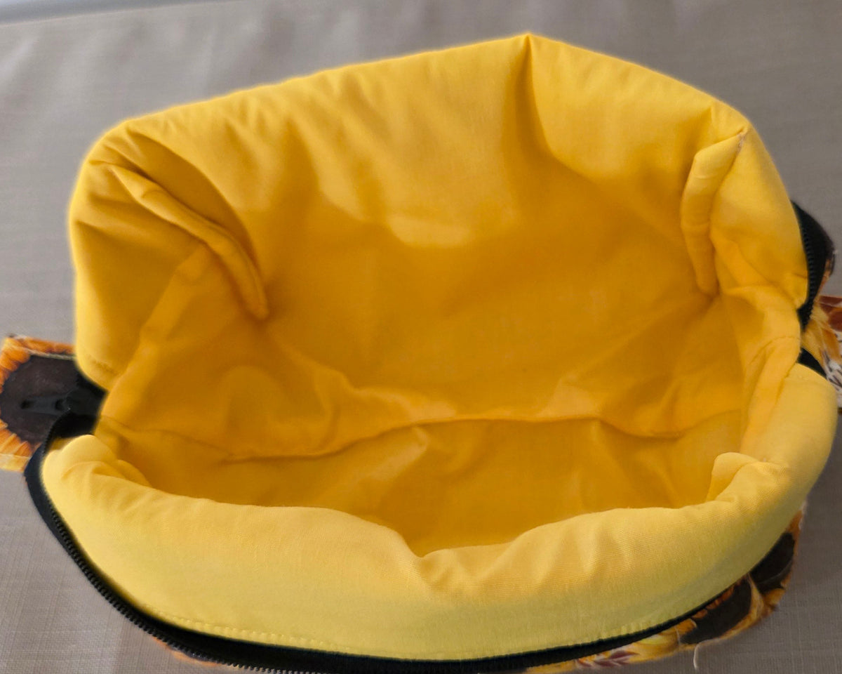 Hand-Quilted Sunflower Makeup Bag