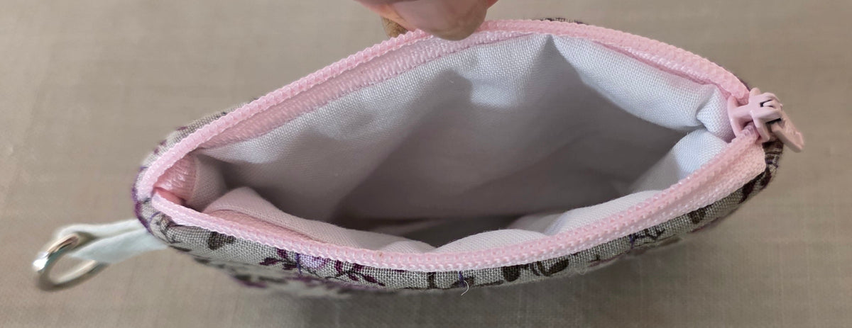 Hand-Quilted Purple Floral Coin Pouch