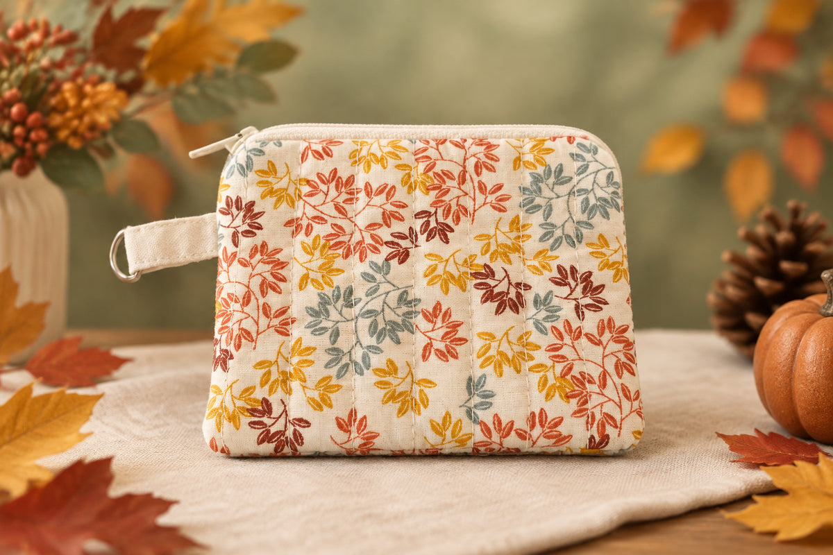 Hand-Quilted Autumn Coin Pouch