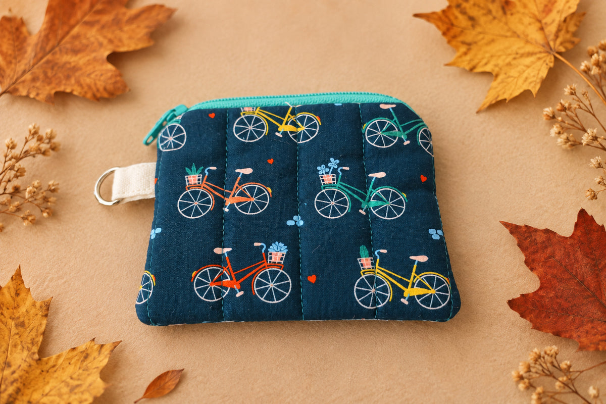 Hand Quilted Bicycle Coin Pouch