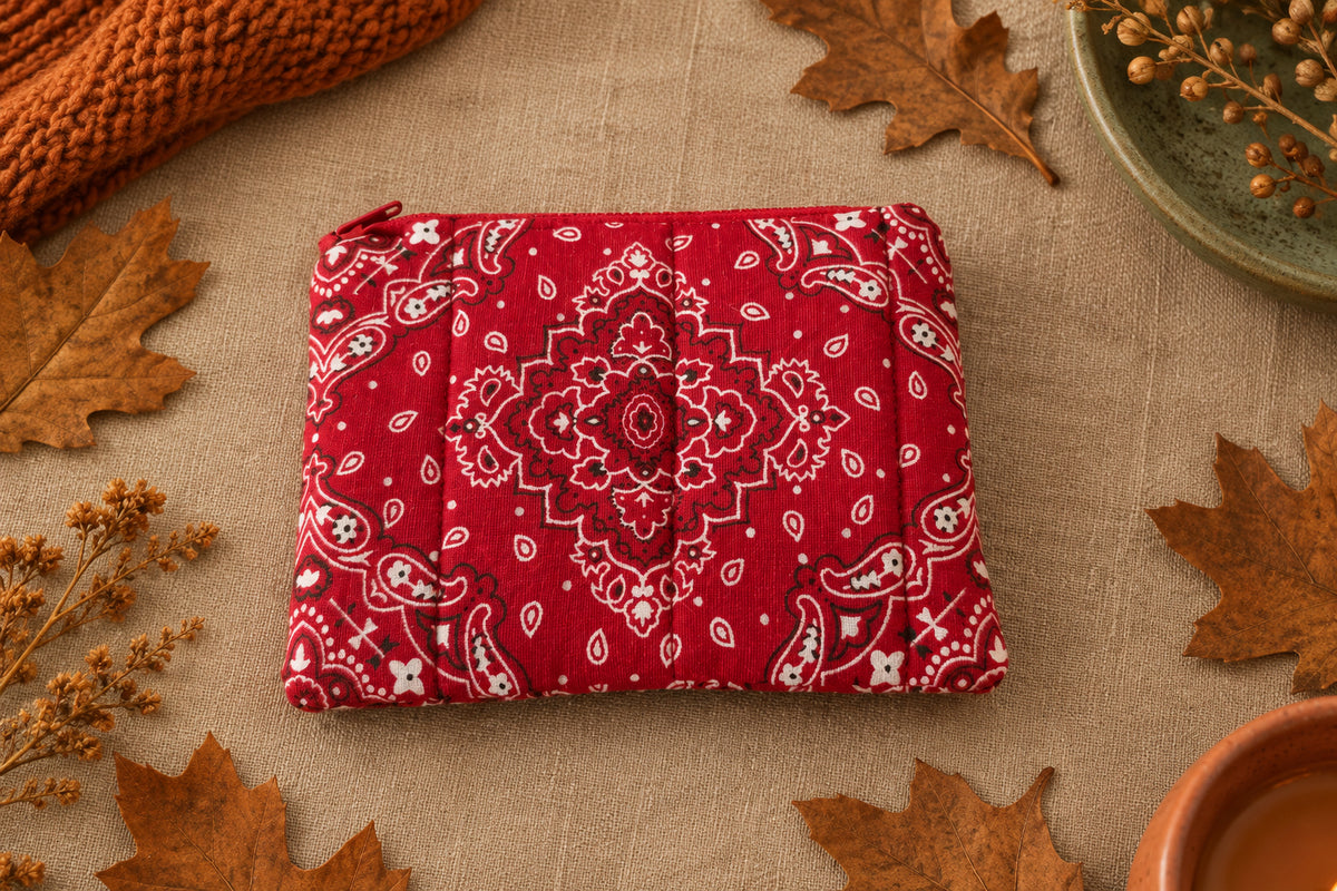Hand Quilted Bandana Coin Pouch