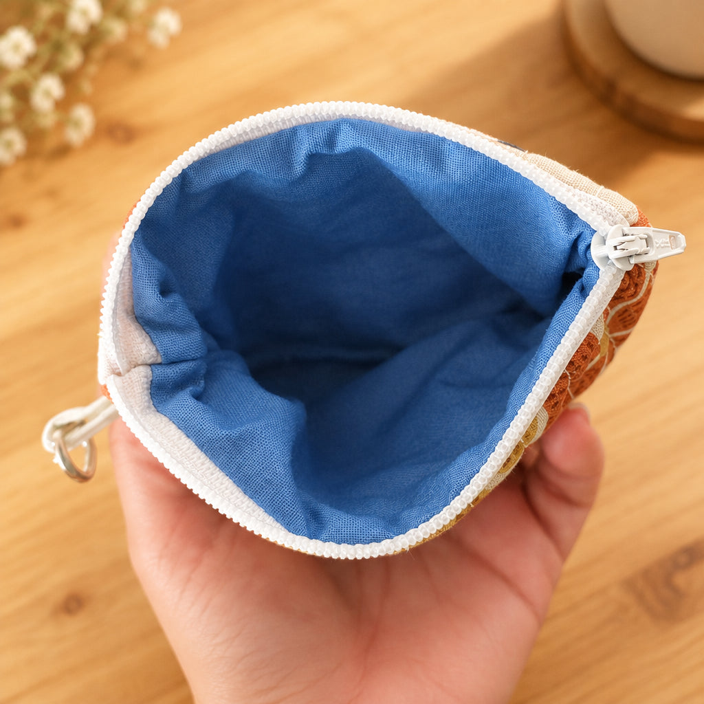 Hand Quilted Vibrant Floral Coin Pouch