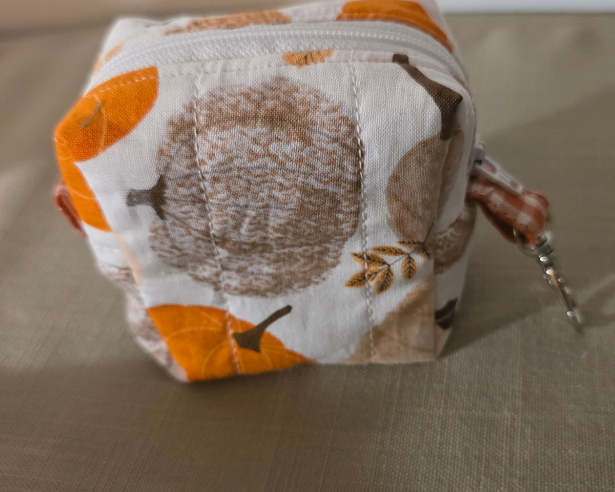 Hand Quilted Pumpkin Patch Tiny Boxy Pouch