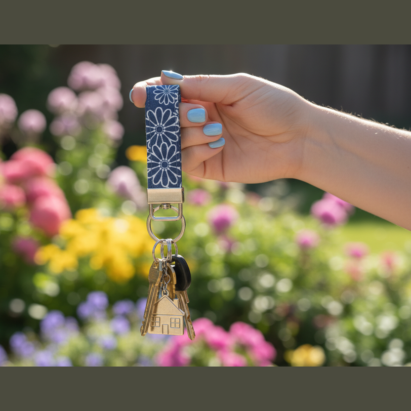 Blue Daisy 2 Wristlet Strap