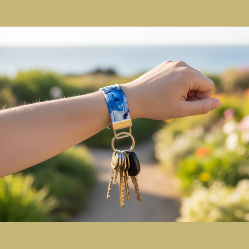 Blue Tie-Dye Wristlet Strap